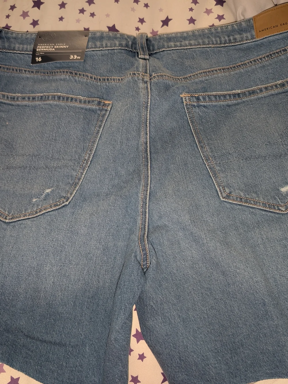 American Eagle Light Wash Blue Denim Jeans Shorts-size 16